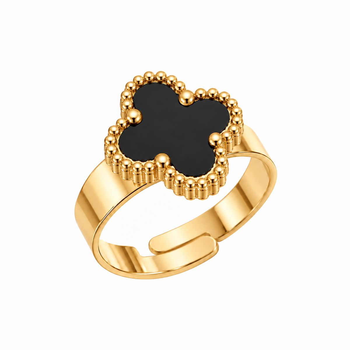 18K Gold Plated VC Ring in black | Jewelique UAE