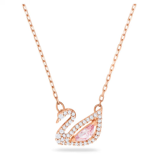 18K Rose Gold Plated Swan Necklace in rose gold — pink | Jewelique UAE