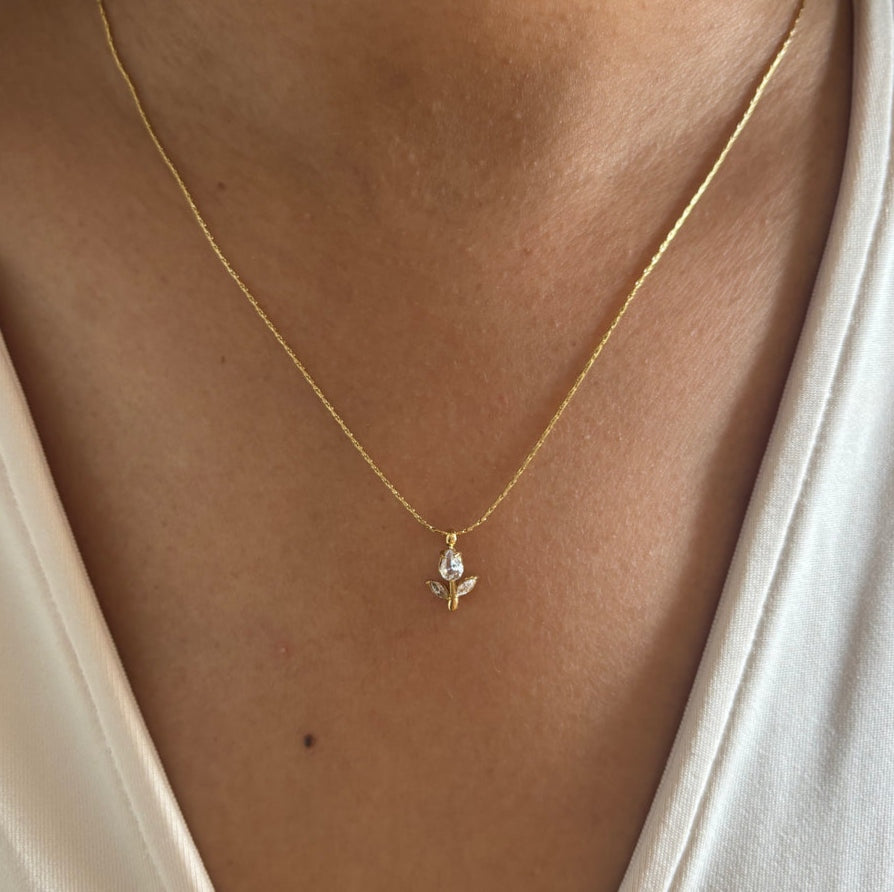 18K Gold Plated Rose Necklace