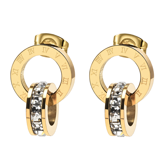 Romanian earrings in light gold on transparent background