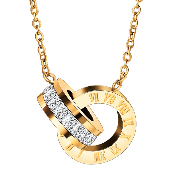 18K Gold Plated 2 Romanian Rings Necklace