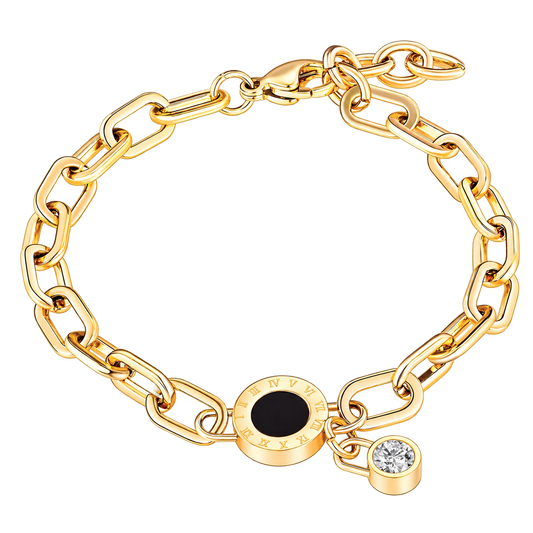 Romanian watch bracelet in light gold on transparent background